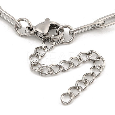 304 Stainless Steel Paperclip Chain Bracelets for Women BJEW-C046-02P-1