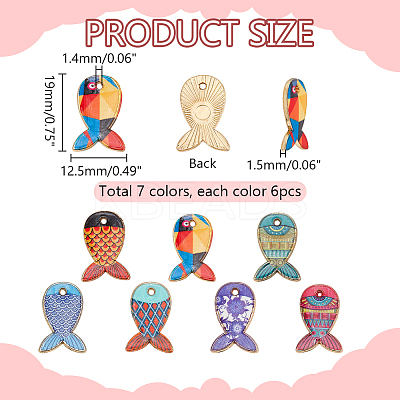 42Pcs 7 Colors Rack Plating Alloy Pendants FIND-PH0021-11-1