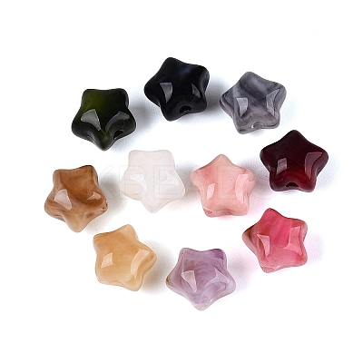 Two Tone Opaque Acrylic Beads OACR-Q205-02-1