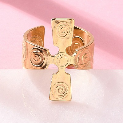 304 Stainless Steel Open Cuff Rings RJEW-S623-01G-1