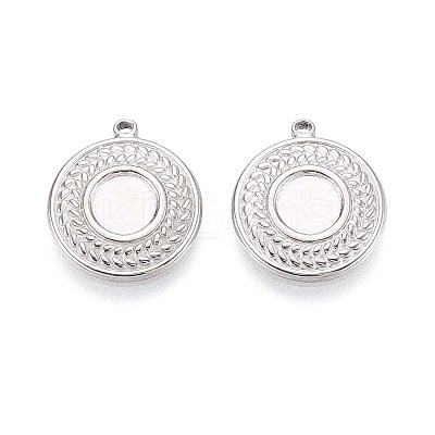 304 Stainless Steel Pendant Cabochon Settings STAS-T067-10P-1