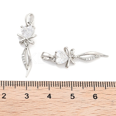 Brass with Clear Cubic Zirconia Pendants KK-P271-26P-1