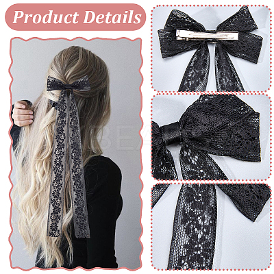 12Pcs 6 Styles Polyester Alloy Bowknot Hair Clips PHAR-CN0001-02-1