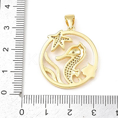 Ocean Brass Micro Pave Cubic Zirconia Pendants KK-K411-04B-G-1