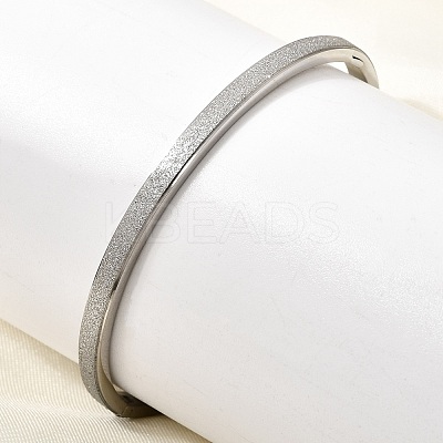 Frosted 304 Stainless Steel Hinged Bangles BJEW-H644-09P-1