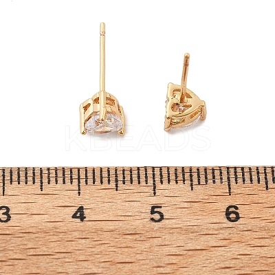 Heart Brass Pave Cubic Zirconia Stud Earrings for Women EJEW-G428-29B-02-1