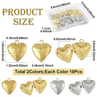 20Pcs 2 Colors Brass Locket Pendants KK-FS0001-88-1