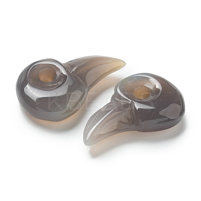 Natural Grey Agate Carved Pendants G-H089-01A-1