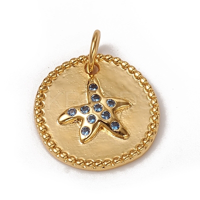 Brass Micro Pave Cornflower Blue Cubic Zirconia Charms KK-I668-27G-1