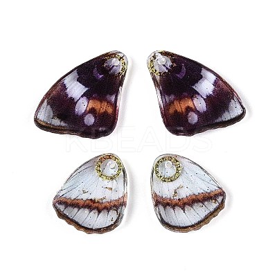 Transparent Epoxy Resin Butterfly Wing Pendants RESI-N045-06A-1
