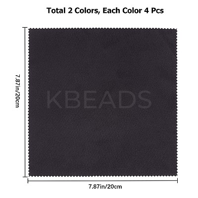 8 Sheets 2 Colors Square Velvet Glasses Cleaning Cloth AJEW-GF0007-14-1