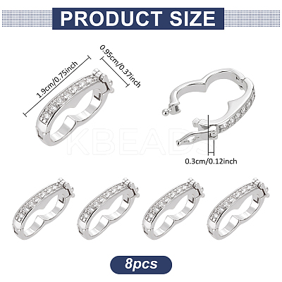 8Pcs Rack Plating Brass Micro Pave Clear Cubic Zirconia Twister Clasps ZIRC-WR0001-04P-1