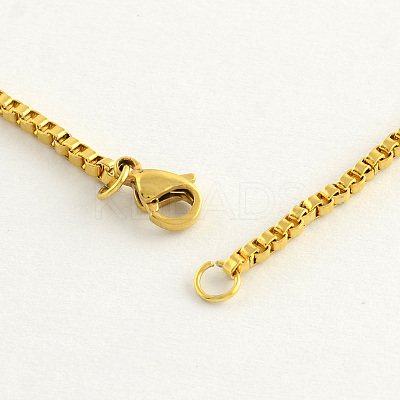 304 Stainless Steel Box Chain Necklaces NJEW-R223-01-1