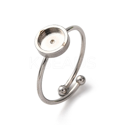 Adjustable 304 Stainless Steel Cuff Ring Components STAS-D372-08P-02-1