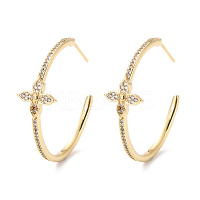 Cubic Zirconia Open Hoop Earrings for Girl Women ZIRC-Z018-25G-1