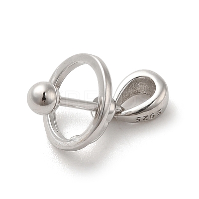 Anti-Tarnish Rhodium Plated 925 Sterling Silver Locket Style Planet Pinch Bails LS-STER-NH0001-55A-P-1