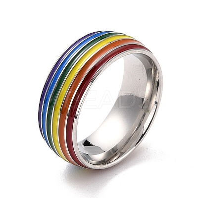 Rainbow Pride Finger Ring RJEW-M140-01P-1