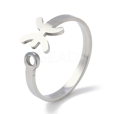 Non-Tarnish Constellations 304 Stainless Steel Open Cuff Ring for Women RJEW-L122-001P-10-1