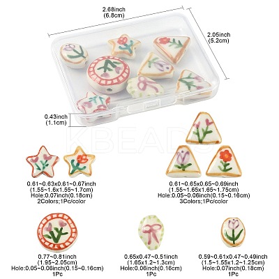 8Pcs 8 Styles Flower Theme Handmade Porcelain Beads LAMP-FS0001-67-1