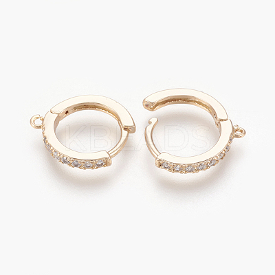 Brass Micro Pave Cubic Zirconia Huggie Hoop Earring Findings KK-O112-13LG-1