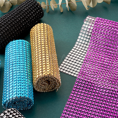Plastic 24 Rows Rhinestone Mesh Wrap Roll AJEW-TA0001-09-1