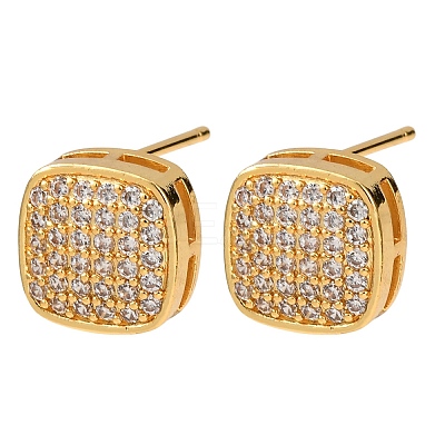 Brass Micro Pave Cubic Zirconia Stud Earrings EJEW-F418-01G-03-1