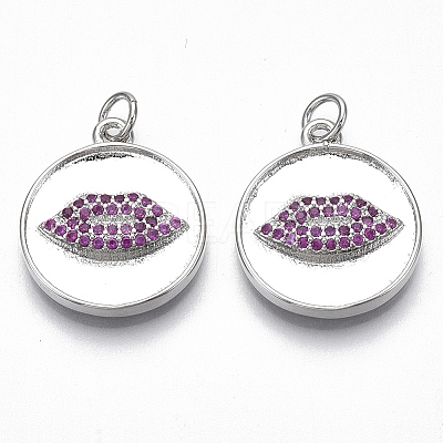 Brass Micro Pave Cubic Zirconia Pendants KK-S356-019P-NF-1