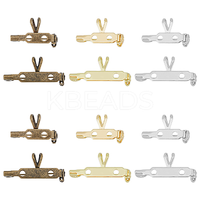 12Pcs 6 Styles Alloy Back Bar Pins with Loops FIND-FH0007-07-1