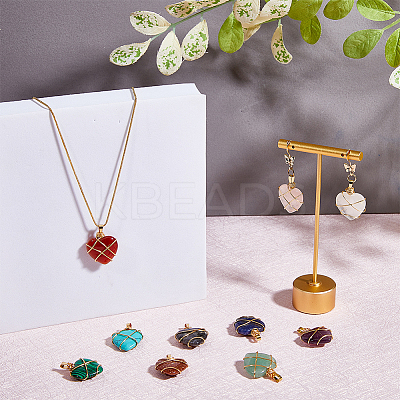 10Pcs 10 Styles Natural & Synthetic Mixed Gemstone Pendants G-FH0002-26-1