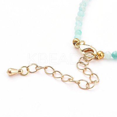 Faceted Natural Amazonite Beaded Bracelets for Women BJEW-JB05928-04-1