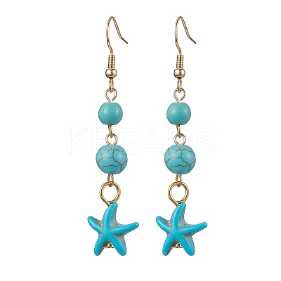 Synthetic Turquoise Dangle Earrings EJEW-JE05849-02-1