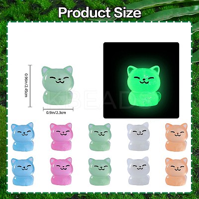 30Pcs 5 Colors Luminous Resin Cute Little Cat Ornaments RESI-SZ0003-43-1