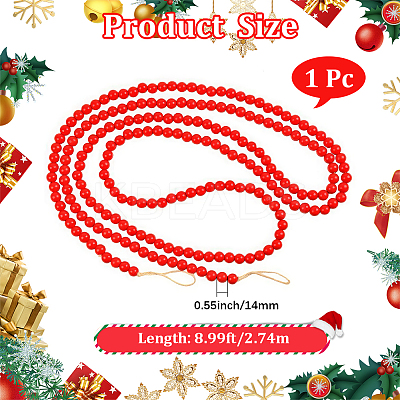 Wood Round Beads Pendant Decorations for Christmas Decorations HJEW-WH20003-49A-1