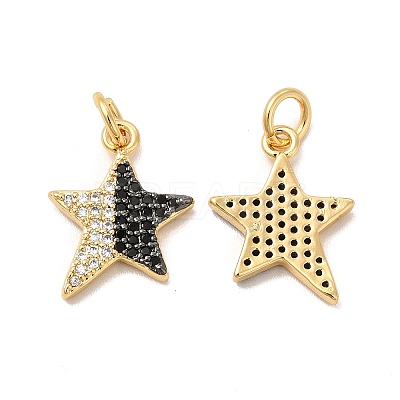 Rack Plating Brass Micro Pave  Cubic Zirconia Pendants KK-B068-22G-1