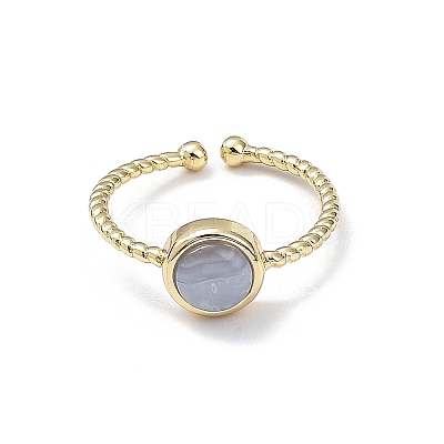 Natural Blue Lace Agate Cuff Rings RJEW-E074-01G-05-1