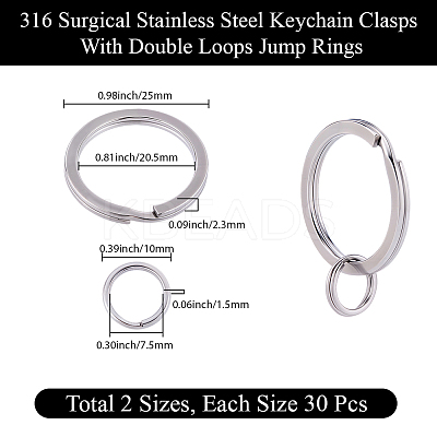 316 Surgical Stainless Steel Split Key Rings STAS-BBC0008-20-1
