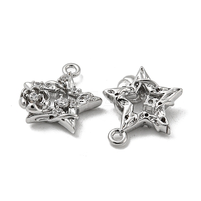 Brass Micro Pave Clear Cubic Zirconia Charms KK-H460-18P-1
