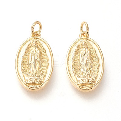 Brass Lady of Guadalupe Pendants KK-L006-022G-1