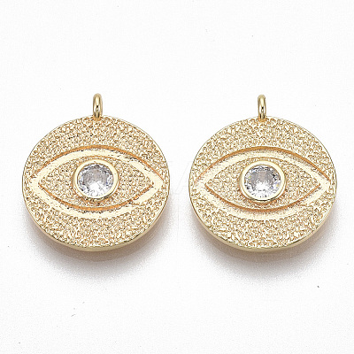 Brass Micro Pave Cubic Zirconia Pendants KK-S356-014G-NF-1