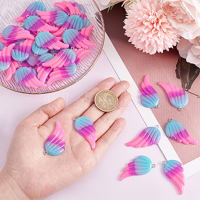40pcs 2 colors Tricolor Opaque Resin Pendants RESI-AR0001-25-1