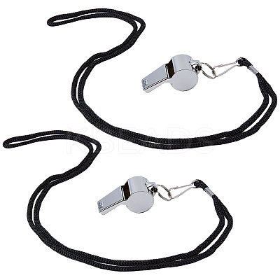 4Pcs 304 Stainless Steel Whistle Pendant Black Cord Necklaces NJEW-GF0001-25P-1