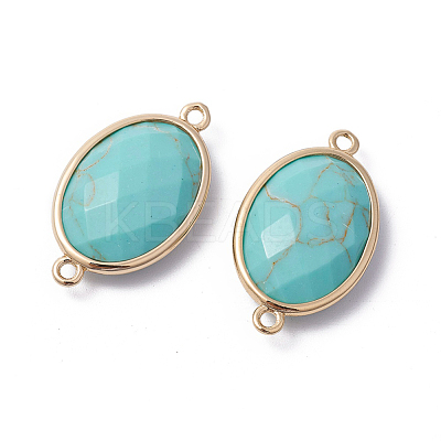 Golden Tone Brass Synthetic Turquoise Links connectors G-F339-A13-1
