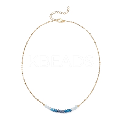 Dyed Natural Malaysia Jade Faceted Rondelle Beaded 304 Stainless Steel Satellite Chain Necklaces for Women NJEW-JN05783-03-1