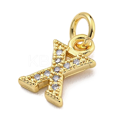 Initial Letter Brass with Cubic Zirconia Charms KK-Q814-26X-G-1