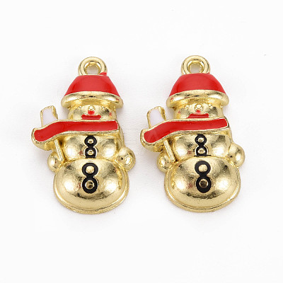 Rack Plating Light Gold Alloy Enamel Pendants ENAM-Q444-003-RS-1