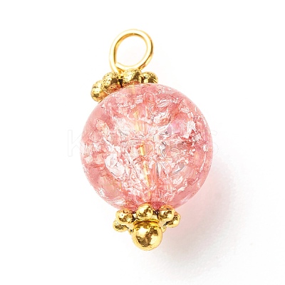 Electroplate Crackle Glass Bead Pendants PALLOY-JF01141-1
