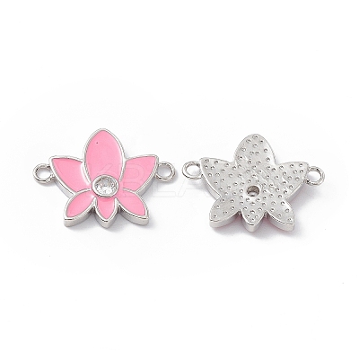 Rack Plating Brass Pave Clear Cubic Zirconia Connector Charms KK-B065-26P-01-1