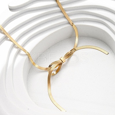 304 Stainless Steel Bowknot Pendant Necklaces for Women NJEW-K255-49G-1