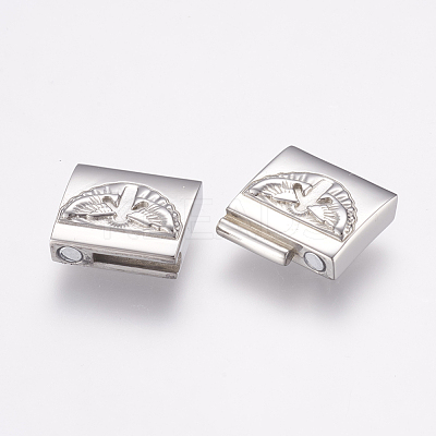 Tarnish Resistant 304 Stainless Steel Magnetic Clasps with Glue-in Ends STAS-G136-02P-1