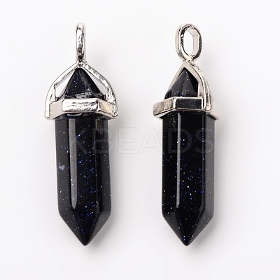Synthetic Blue Goldstone Pointed Pendants G-F295-03H-1